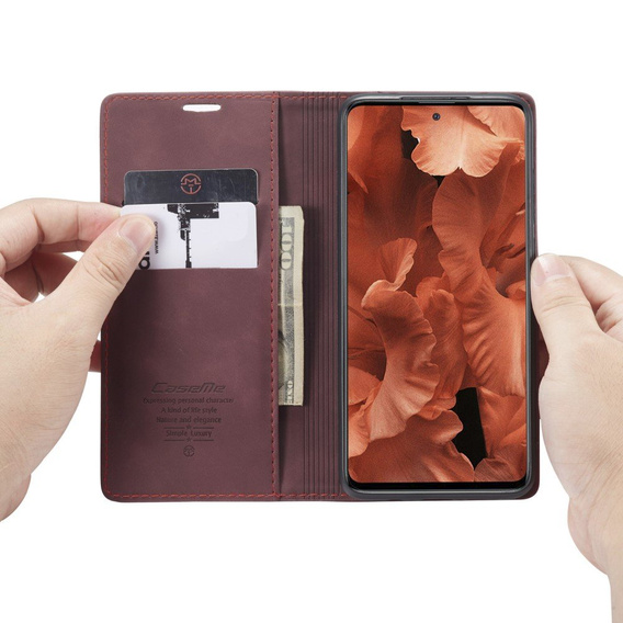 CASEME puzdro pre Xiaomi do Redmi Note 9s / 9 Pro, Leather Wallet Case, bordové