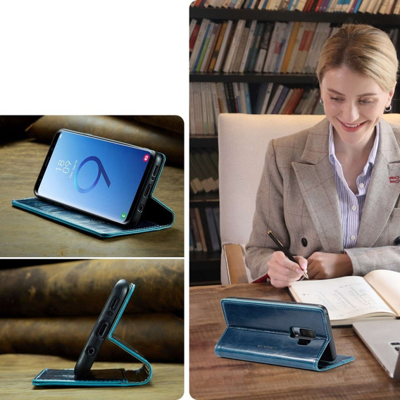 CASEME flipové puzdro pre Samsung Galaxy S9+ Plus, Waxy Textured, modré