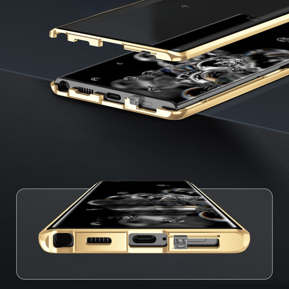 Puzdro pre Samsung Galaxy S23 Plus, Magnetic Dual Glass, zlaté