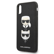 Karl Lagerfeld Obal na mobil pre iPhone X / XS, Saffiano Iconic Karl&Choupette Head, čierne