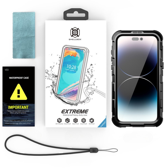 Vodotesné puzdro IP68 pre iPhone 15 Pro Max, SHELLBOX MagSafe, čierne