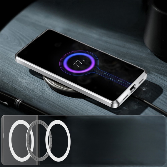 Ochranné puzdro na fotoaparát pre Samsung Galaxy S23 Plus, CamShield MagSafe, priehľadný / strieborný