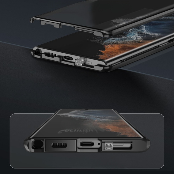 Puzdro pre Samsung Galaxy S23 Ultra, Magnetic Dual Glass, čierne