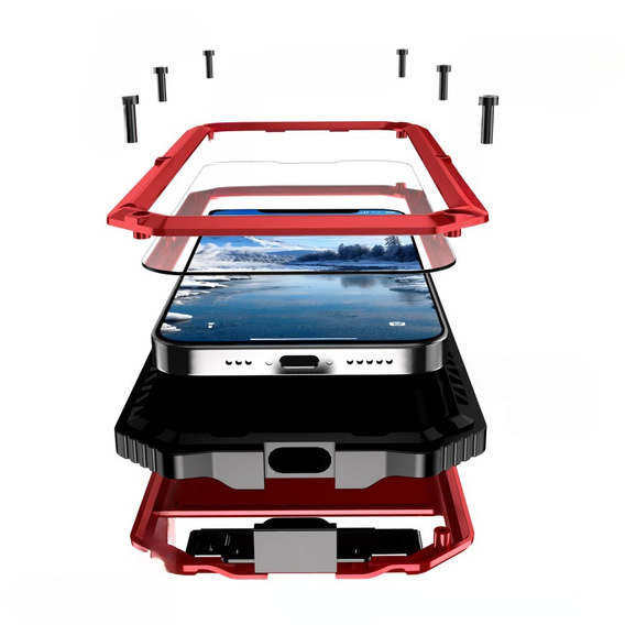Obrnené puzdro pre iPhone 16E, R-JUST, červené