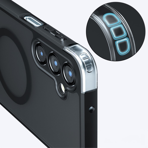 Puzdro pre Samsung Galaxy A16, pre MagSafe, ERBORD Matt Case, čierne + sklo na displej