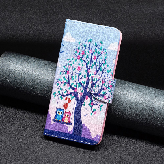 Klapkové puzdro pre Xiaomi Redmi 12C, Wallet, tree & owls, modré