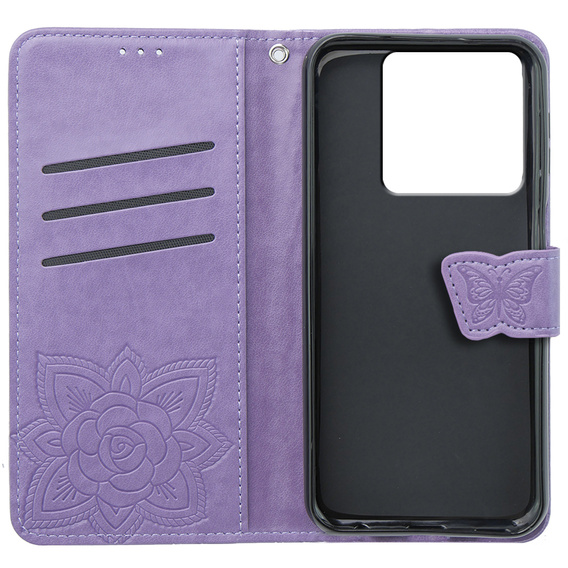 Klapkové puzdro pre Xiaomi Poco X6 5G, Butterfly, fialové