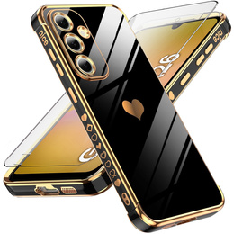 Puzdro pre Samsung Galaxy A26, Electro heart, čierne + sklo 9H