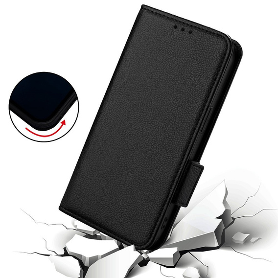 Obal na mobil pre HTC U24 Pro 5G, Wallet Litchi Leather, čierne