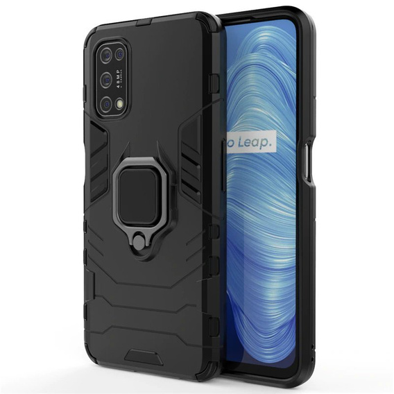 Obal na mobil pre Realme 7 5G, Kickstand Ring, čierne