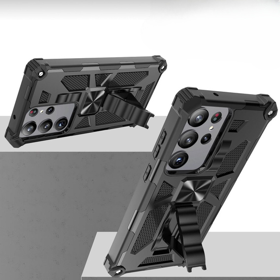 Obal na mobil pre Samsung Galaxy S23 Ultra, Armor Kickstand, čierne