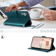 Puzdro s chlopňou pre Samsung Galaxy S24 FE, Rhombus Crossbody Leather, tmavozelené