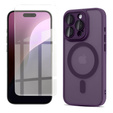 Puzdro pre iPhone 16 Pro Max, pre MagSafe, ERBORD Matt Case, tmavo fialová + sklo na displej
