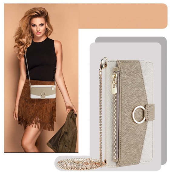 Flipové puzdro pre Motorola Edge 40 Neo 5G, Wallet Zipper Pocket, so zrkadlom, biele