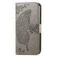 Klapkové puzdro pre Xiaomi Redmi 12C, Butterfly, sivé