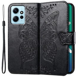 Klapkové puzdro pre Xiaomi Redmi Note 12 4G, Butterfly, čierne