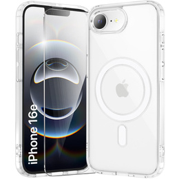 Magnetické puzdro MagSafe pre iPhone 16E, ERBORD CrystalMag, číre + sklo na displej