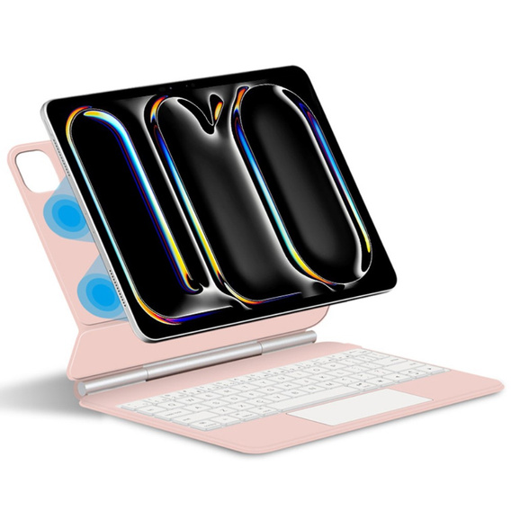 Puzdro s klávesnicou pre iPad Pro 13" 2024, Magnetic Keyboard Touchpad, ružové