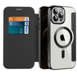Klapkové puzdro pre iPhone 12 Pro, RFID Wallet MagSafe CamShield, čierne