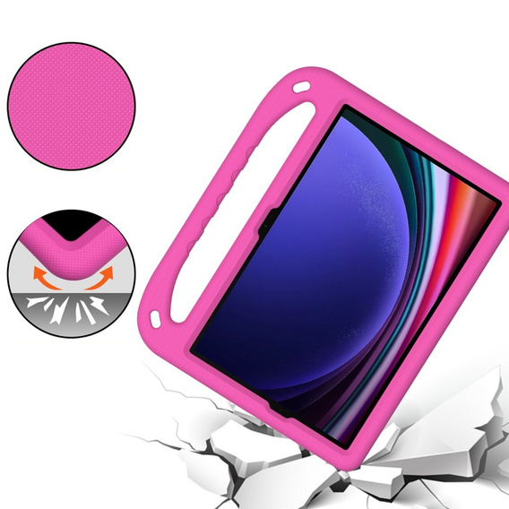 Detské puzdro pre Samsung Galaxy Tab S10 Lite / S10 FE / S9 FE, s rukoväťou, ružové