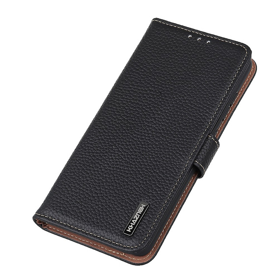 KHAZNEH RFID puzdro pre Xiaomi Poco F6, Litchi Texture, čierne