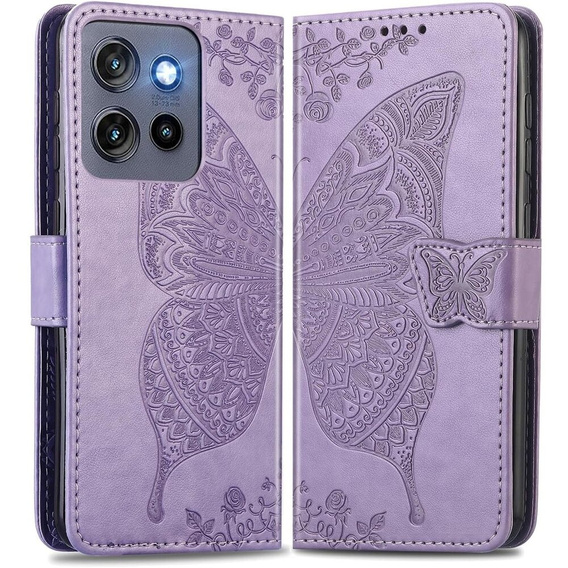Klapkové puzdro pre Motorola Edge 50 Neo / Motorola ThinkPhone 25, Butterfly, fialové