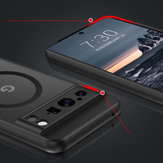 Puzdro pre Google Pixel 8 Pro, pre MagSafe, ERBORD Matt Case, čierny