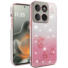 Puzdro Glitter Flower pre Motorola Edge 70