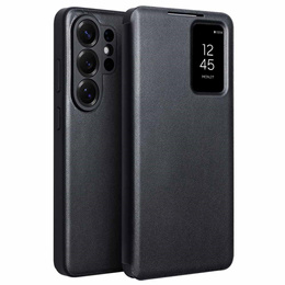 Kožené puzdro Qialino View Window pre Samsung Galaxy S26 Ultra, čierne