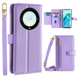 Klapkové puzdro pre Honor Magic5 Lite, Wallet Zipper Pocket, fialové