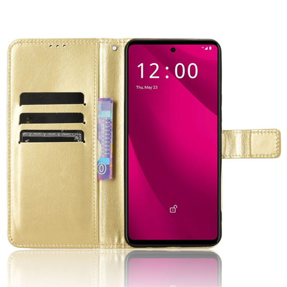 Klapkové puzdro pre T Phone 2 Pro 5G, Crazy Horse Wallet, zlaté