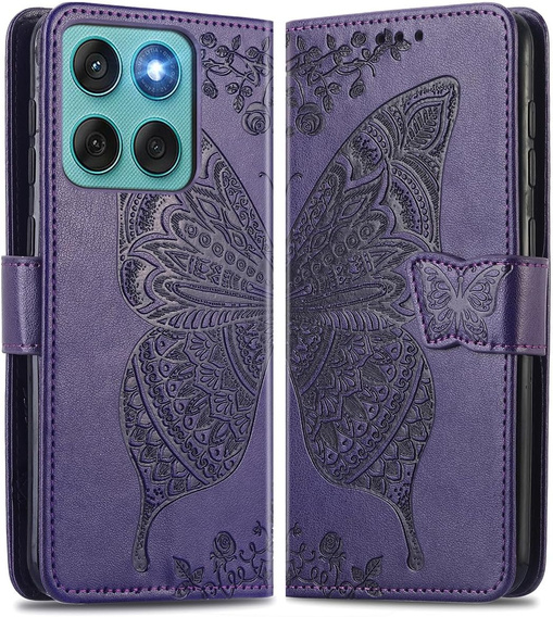 Klapkové puzdro pre Motorola Edge 60 / 60 Fusion, Butterfly, fialové