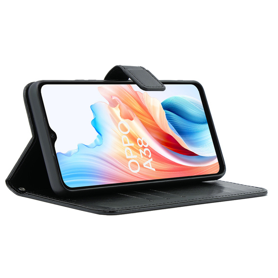 Klapkové puzdro pre Oppo A38 4G / Oppo A18 4G, Crazy Horse Wallet, čierne