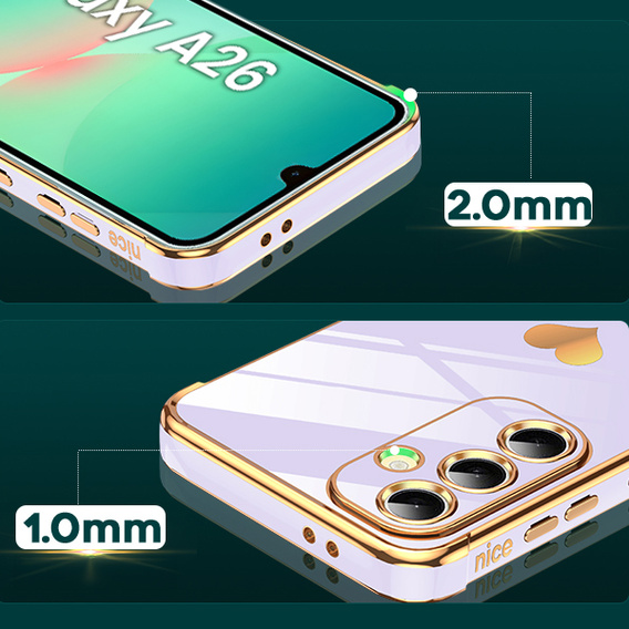 Puzdro pre Samsung Galaxy A26, Electro heart, fialové + sklo 9H