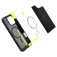 Puzdro Spigen pre iPhone 16 Pro Max, Rugged Armor MagSafe, čierne + tvrdené sklo 9H