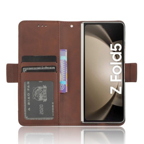 Klapkové puzdro pre Samsung Galaxy Z Fold 5 5G, Card Slot, hnedé