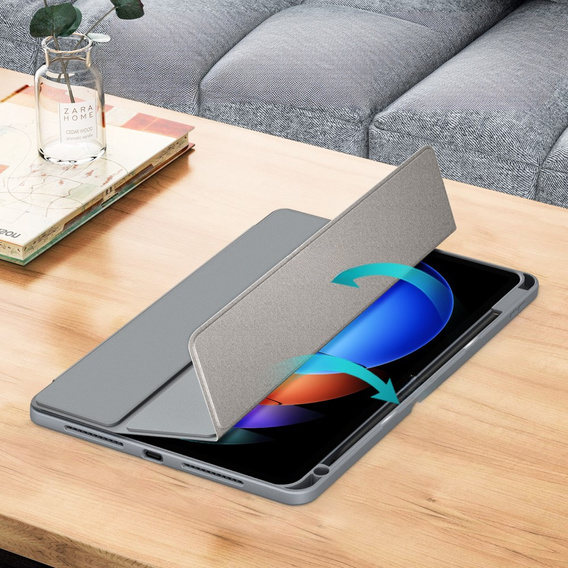 Puzdro pre Xiaomi Pad 6S Pro 12.4, Smartcase Hybrid, so slotom na stylus, sivé