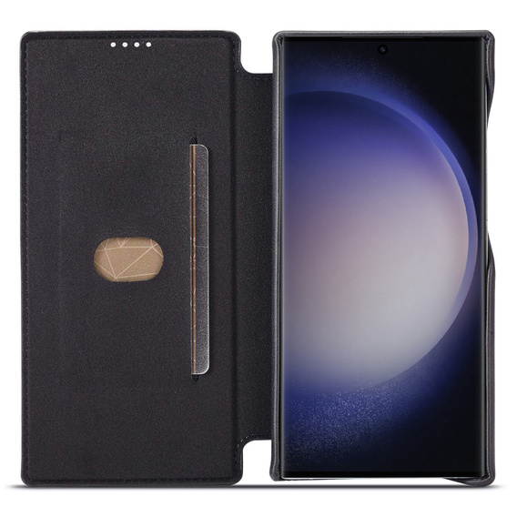 Klapkové puzdro pre Samsung Galaxy S23 Ultra, ERBORD Retro, čierne