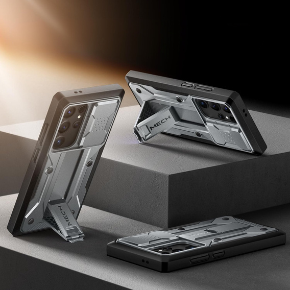 Puzdro pre Samsung Galaxy S24 Ultra, Tongate MECH Series Clip, sivé