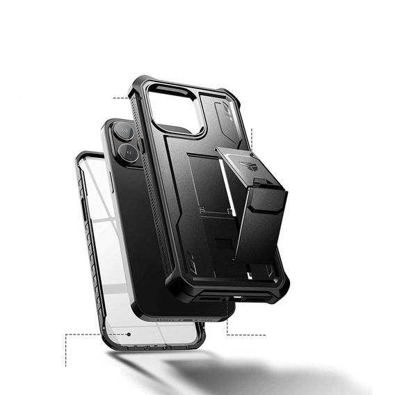 Obrnené puzdro pre iPhone 14 Pro Max, Dexnor Full Body, čierne