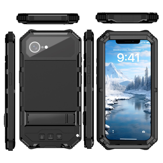 Obrnené puzdro pre iPhone 16E, R-JUST, čierne