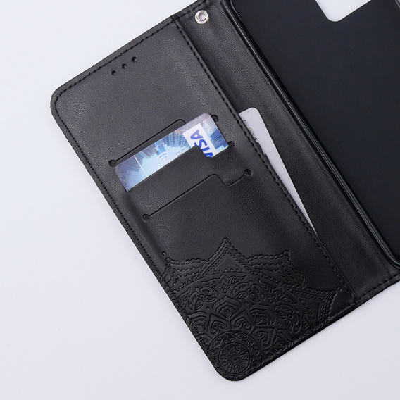 Klapkové puzdro pre Motorola Moto G54 5G, Mandala, čierne