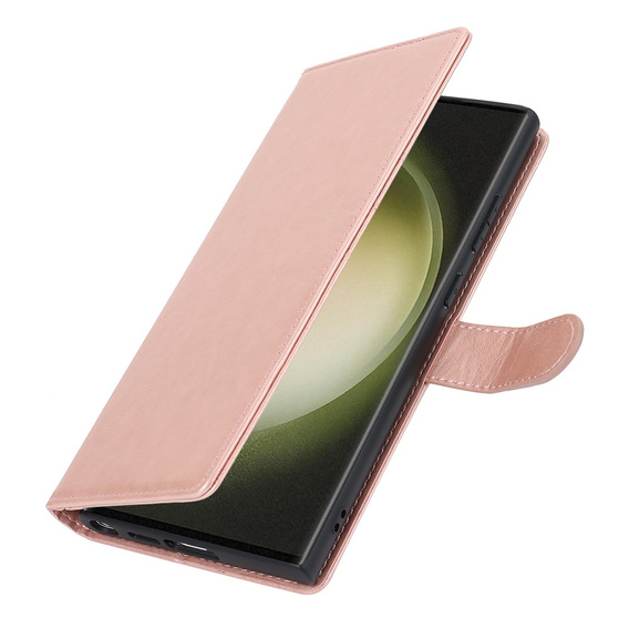 Puzdro s chlopňou pre Samsung Galaxy S23 Ultra, peňaženkové, pre MagSafe, ružové rose gold