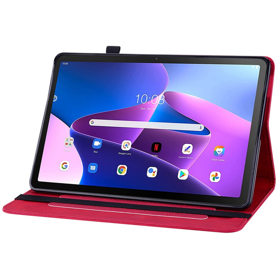 Puzdro pre Lenovo Tab M10 10.1 Gen 3, Wallet Pen Slot, červené