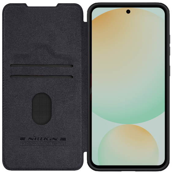 Flipové puzdro NILLKIN pre Samsung Galaxy S24 FE, CamShield Qin Pro, kožené, čierne