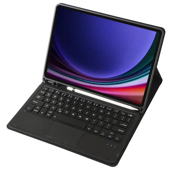 Puzdro + klávesnica Samsung Galaxy Tab S9, Leather Pen Slot TouchPad, čierne