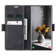 CASEME puzdro pre Samsung Galaxy S22 Ultra, Leather Wallet Case, čierne