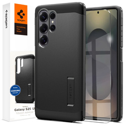 Puzdro Spigen pre Samsung Galaxy S25 Ultra, Tough Armor Mag MagSafe, čierne + tvrdené sklo 9H