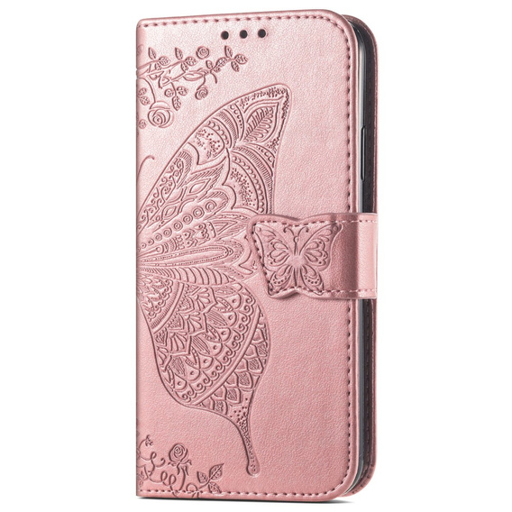 Klapkové puzdro pre Motorola Moto G73 5G, Butterfly, ružové rose gold