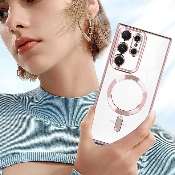 Obal na mobil pre Samsung Galaxy S22 Ultra, MagSafe Hybrid, ružové rose gold